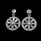 Chenqi Silver Sparkle Flower Shaped Earrings Setting For Girls / CZ Studs Earrings