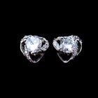 Personalized Silver Cubic Zirconia Earrings Fashion Jewelry With Flower Shape