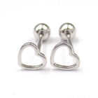 Plating Rhodium 925 Sterling Silver Earrings Stud Heart Shaped
