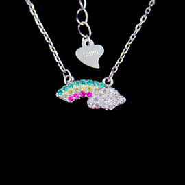 Cute Rainbow Shape Silver Cubic Zirconia Necklace 925 Jewelry For Baby