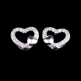 Square Silver Cubic Zirconia Earrings Silver Jewellery Stub With AAA CZ